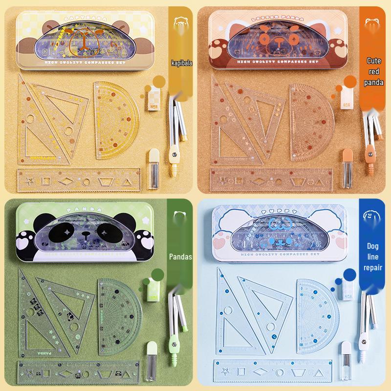 Kaba Bear 15cm Transparent Ruler Set with Wavy Edge for First Grade Students