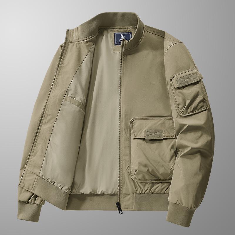 2024 Men's Autumn Stand Collar Windproof Sports Jacket - Solid Color, Casual Outdoor Coat