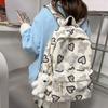 Girl Nylon Cute School Backpack With Love Heart Bear And Letters Print Design For Daily Use