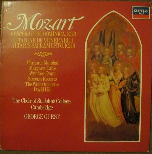

LP Пластинка МОЦАРТ МАРГАРЕТ МАРШАЛЛ МАРГАРЕ Vesperae De Dominica K321 Литани ZRG933 ARGO 1981 UK Классика Б/У
