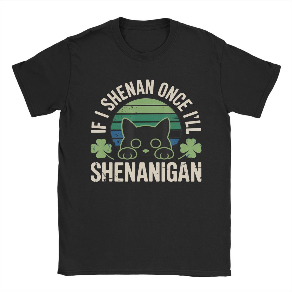 Si je Shenan Une fois Ill Shenanigan T-shirt Plage Hip Hop T-shirts Homme 100% Coton Col Rond Oversize Hauts Manches Courtes