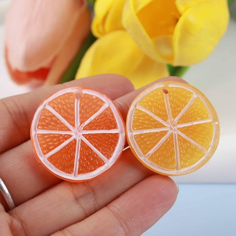 Simulated Perforated Lemon Slice Jewelry Bag Earrings Pendant Pendant