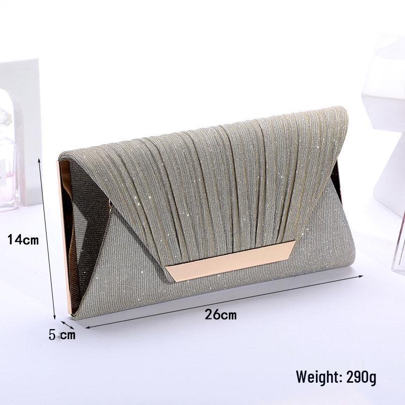 Schicke Abendplissee-Pailletten-Clutch: Trendige Umhängetasche mit Verschluss und Kette