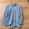 Camicia a maniche lunghe in denim lavato ricamato, cardigan monopetto in denim per donna, primavera e autunno