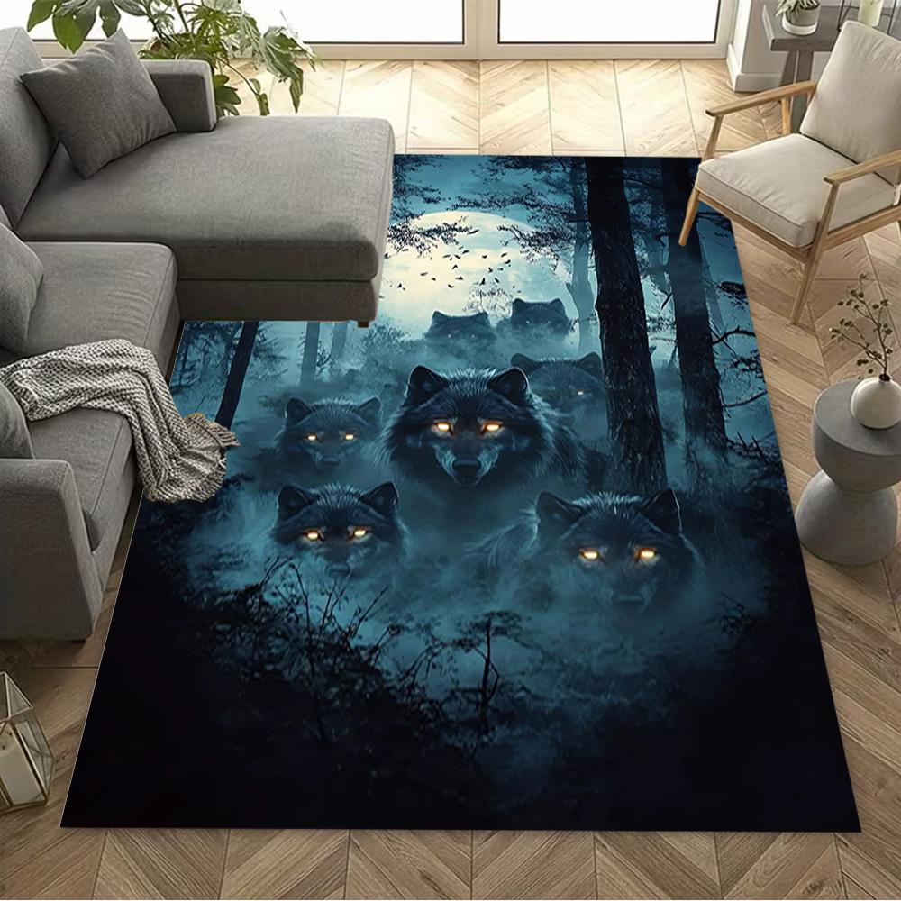 1pc Wolf Pack Forest Design Home Carpet Non-slip Office Decor Gift Living Room Bedroom