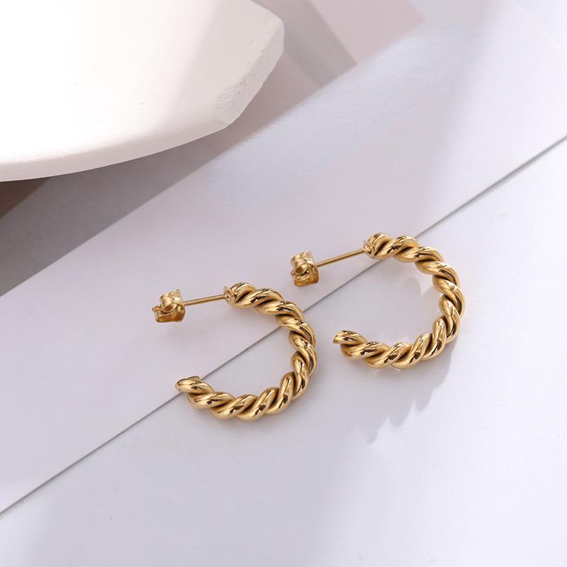 

Wind button ring earrings size circle titanium steel stud earrings do not fade female gifts girlfriends