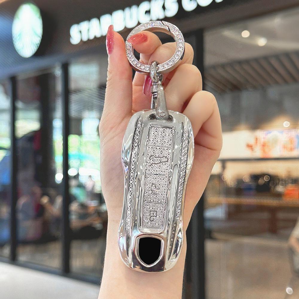 White Diamond Tpu 3 Button For Porsche Panamera Spyder Carrera Macan Boxster Cayman Cayenne 911 970 981 991 Car Key Case Cover