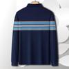 MONTAGUT Men's Cotton Soft Striped Long Sleeve Polo Shirt