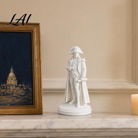 DIY Paintable Statue 3D Printed Napoleon with Military Coat Turban & Scroll Vintage Historical Desktop Decor Matte White Figurine Figurine,
