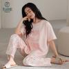 Flower Blossom Liying Spring Women's Short sleeved Pants Pajama Letter Printed Simple and Comfortable Pajama HK