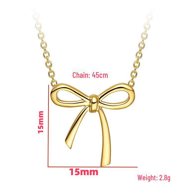 Chic Bow Pendant Necklace Set for Girls - Trendy and Versatile Clavicle Chain