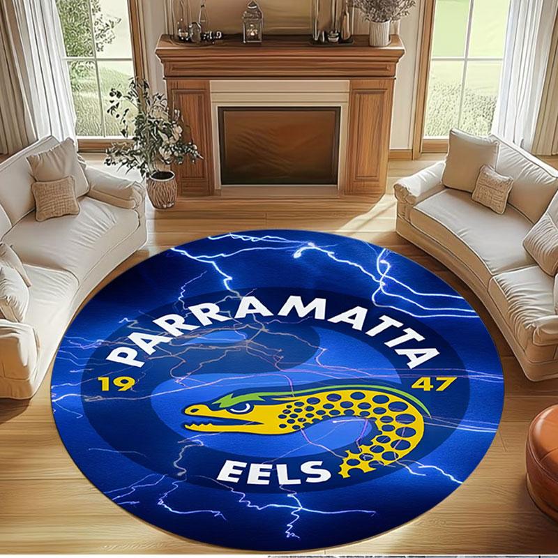 Parramatta Eels Print Round Rug, Washable Floor Carpet, For Entryway Dorm Laundry Room Office Study, Home Decor Birthday Christmas Gift