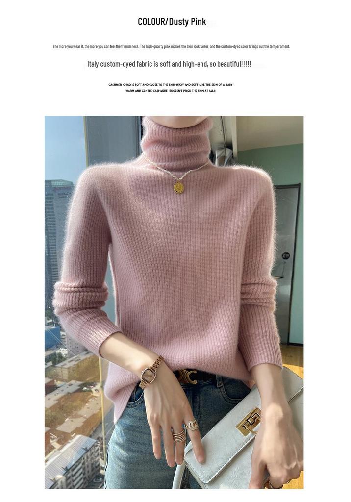 Women's Cashmere Double-Thick Turtleneck Loose Knit Sweater - Autumn/Winter