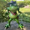 Cowboy Frog Figurine Red Scarf Cartoon Frog Statue Resin Animal Sculpture Indoor Outdoor Garden Desktop Decoration Ornament
