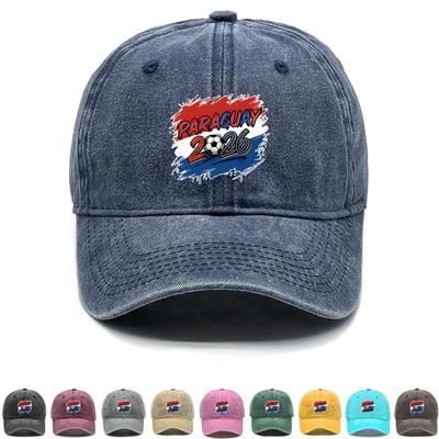 Baseball Hat With 2026 Football Soccer "PARAGUAY" Flag Printed , Adjustable Baseball Cap Fit Inelastic Simple Solid Color Sports Hat