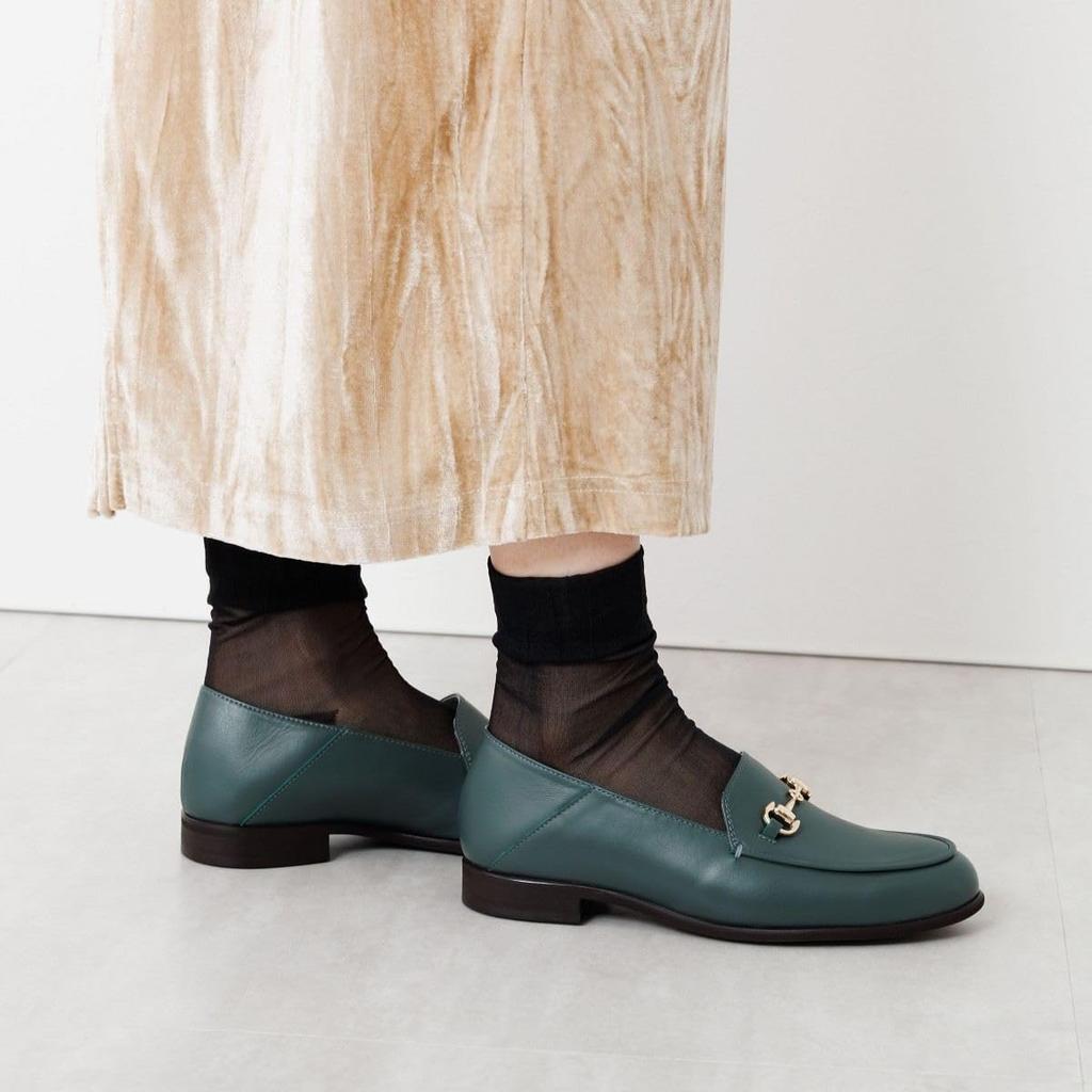 Genuine leather cushioned soft HIMIKO Himiko Babouche Bit Loafers 651304 Green 230