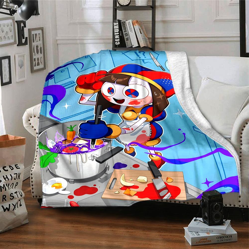 Digital Circus Blanket Comfortable Great for Picnics Seaside Office Chair Four Seasons Multipurpose Modern Gift for Travel Home Birthdays