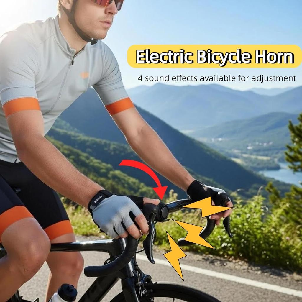 Elektronický cyklistický zvonek 120DB ve tvaru ryby pro horská kola pro dospělé, zvonek na silniční kolo se 4 režimy zvuku a vodotěsný, pasuje na 22,2-31,8 mm