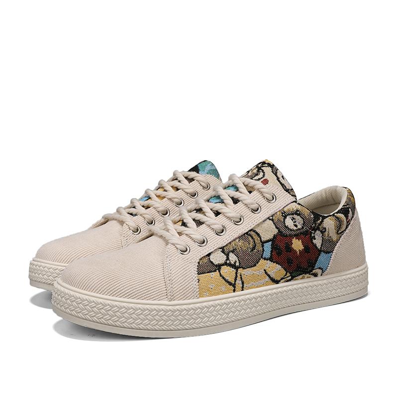 

мужская обувь лето дышащая противоскользящая универсальная с принтом на мягкой подошве молодежная парусиновая обувь для рисования маслом оригинальная повседневная обувь для скейтборда 39