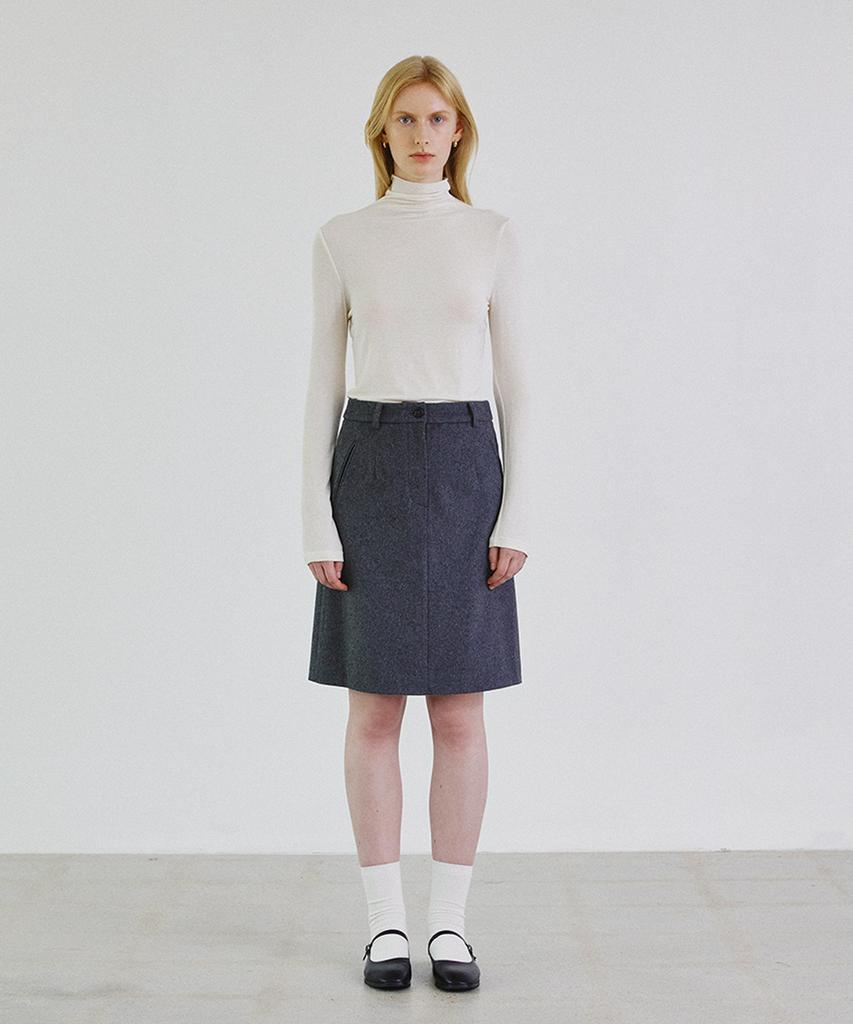 STEP AROUND Wool Blended Mid Skirt (Gray)