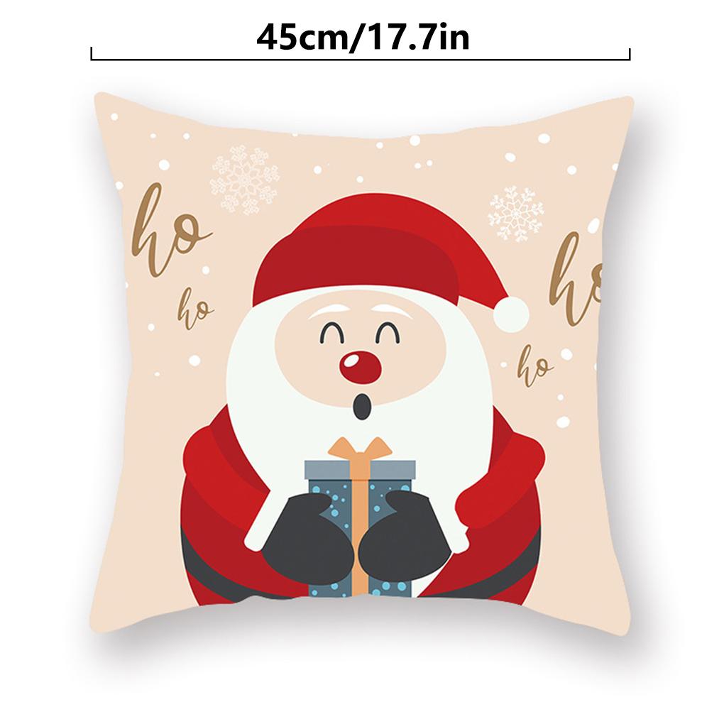 Throw Pillow Cover Christmas Elements Printing Pillowcase Decoration Polyester Washable Sofa Pillowslip