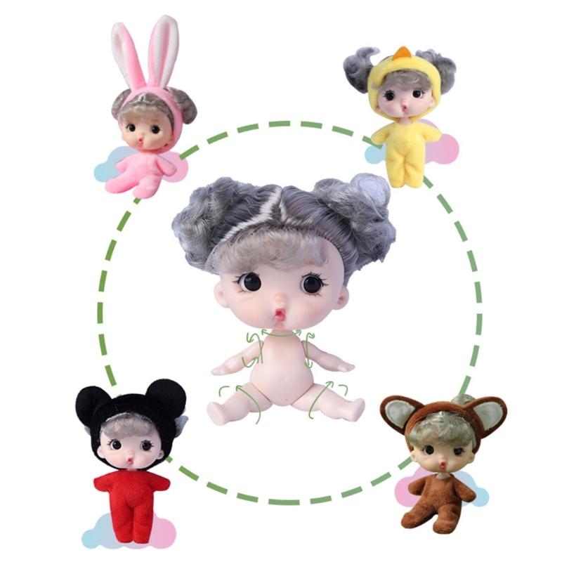 Tiny Doll Plastic Mini Doll with Small Clothes for Girls 4" Little Doll Reborns Baby Gift Bag Decors Accessory