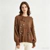 European and American Heavy Industry 3D Embroidered Knitwear for Women, New Autumn/Winter Beaded Floral Crew Neck Loose Casual Sweater