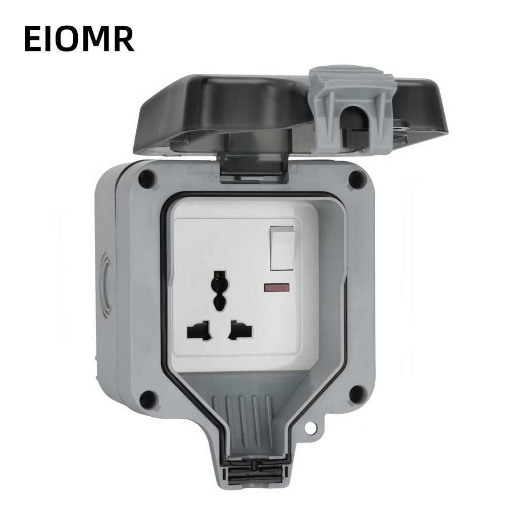 EIOMR Waterproof Socket Box, IP66 Rated Water EU French UK Universal Standard Power Plug Perfect for Outdoor, Bathroom, Kitchen