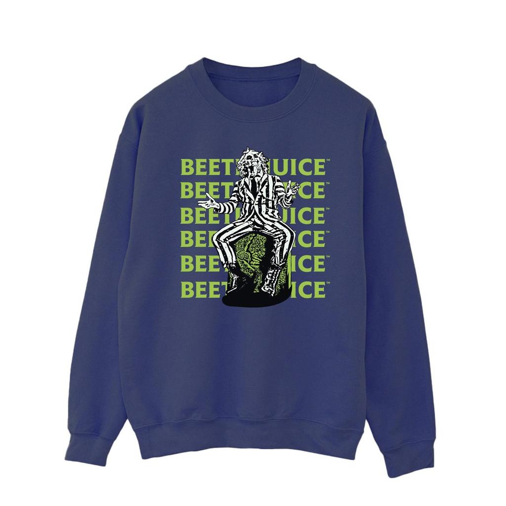 Beetlejuice Mens Pose Repeat Logo Sweatshirt