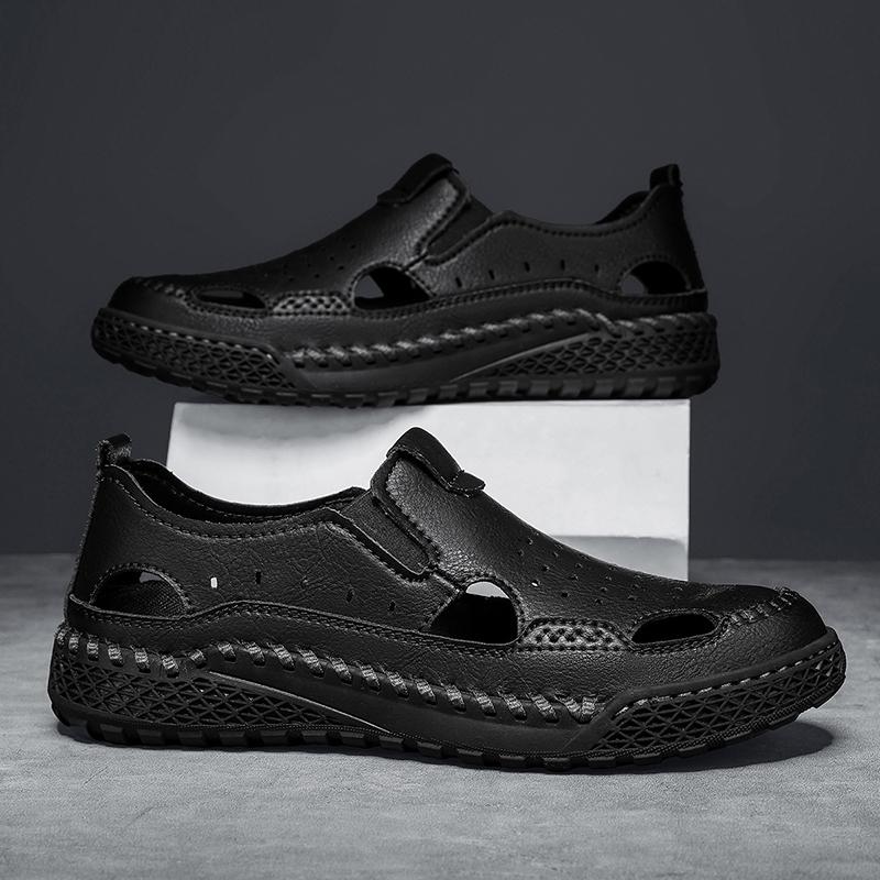 Retro Style Men's Summer Sandals Comfortable Man Sandals Leisure Walk Loafers Handmade Leather Casual Flats Stylish Beach Shoes