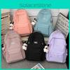 Simple Large Capacity Backpack With Solid Color And Letter Design For Daily
