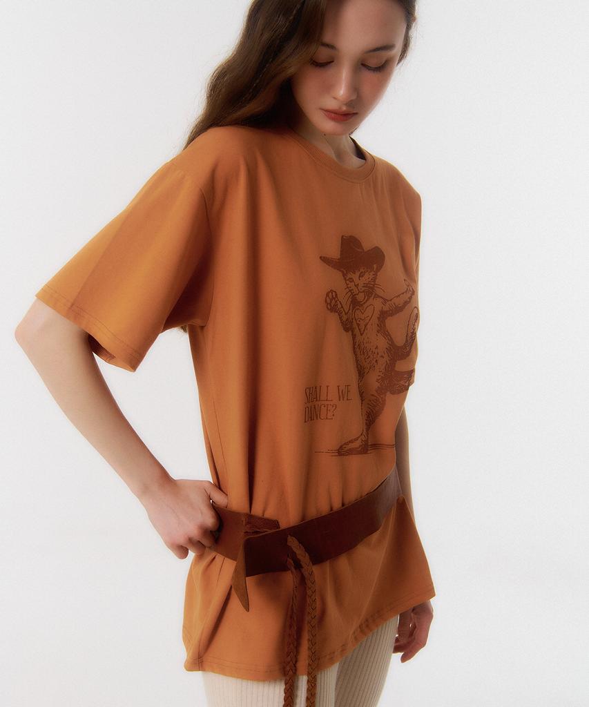 Kkuape King Cat Vintage T-Shirt_Orange