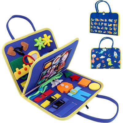 Activity Board, Busy Board Felt Montessori Toy, Baby Educational Sensory Learning Toy From 1-4 Years, Motor Skills Board for Learning Basic Skills