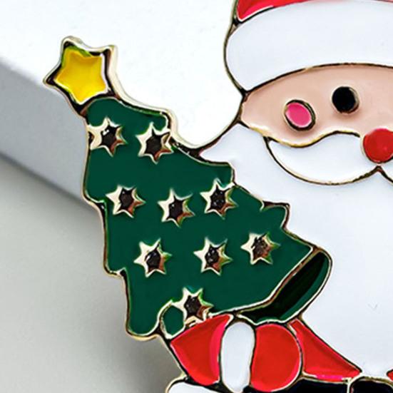 Zinc Alloy Santa Claus Brooch Enamel Cartoon Father Christmas Pin Sweater Coat Backpack Decoration Clothing Accessories Festival Holiday Gift