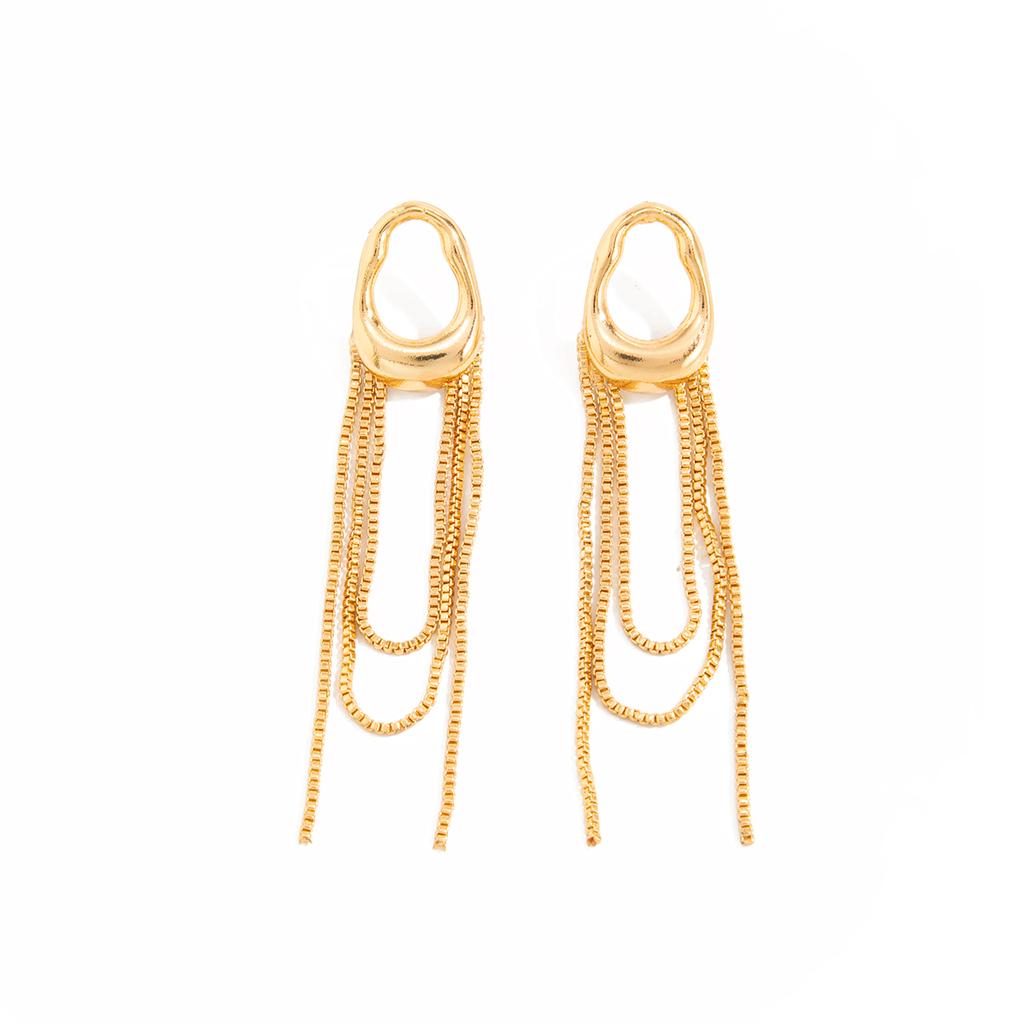 SHIXIN Vintage Gold Color Tassel Chain Drop Earrings Women Elegant Irregular Geometric Pendant Earring Party Jewelry Accessories