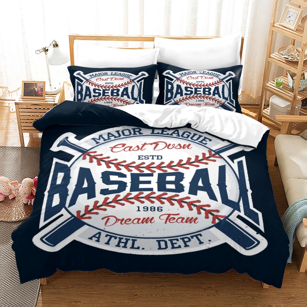 Baseball Sport Bettwäsche Set Bettbezug Kissenbezug 100% Polyester 3D Bettdecke Digitaldruck Steppdecke Bezug King Size für Jungen