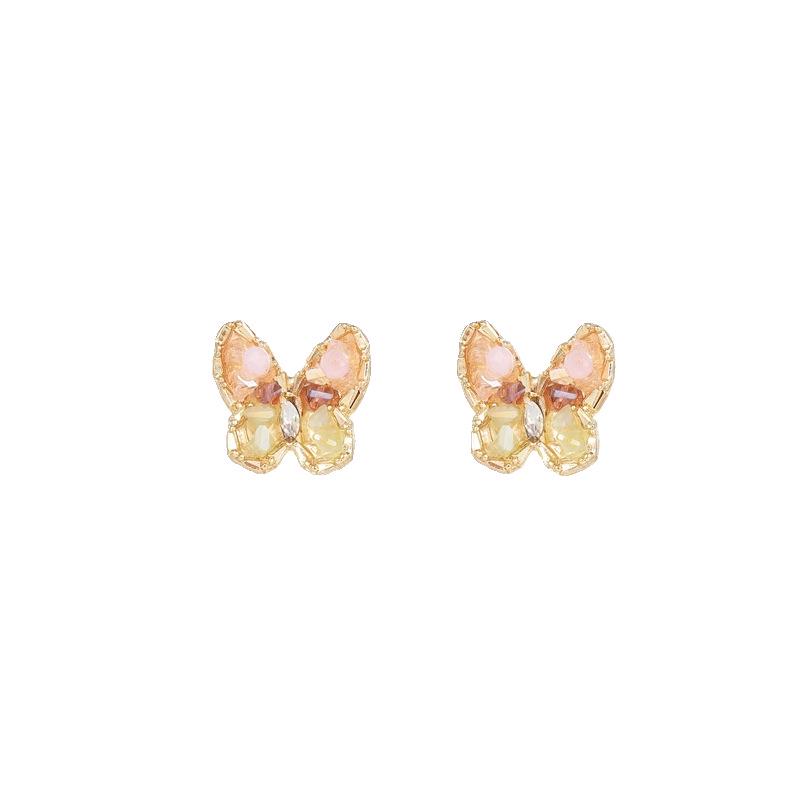 Gradient Crystal Butterfly Earrings for Women - 2025 High-End Sweet Niche Ear Clips
