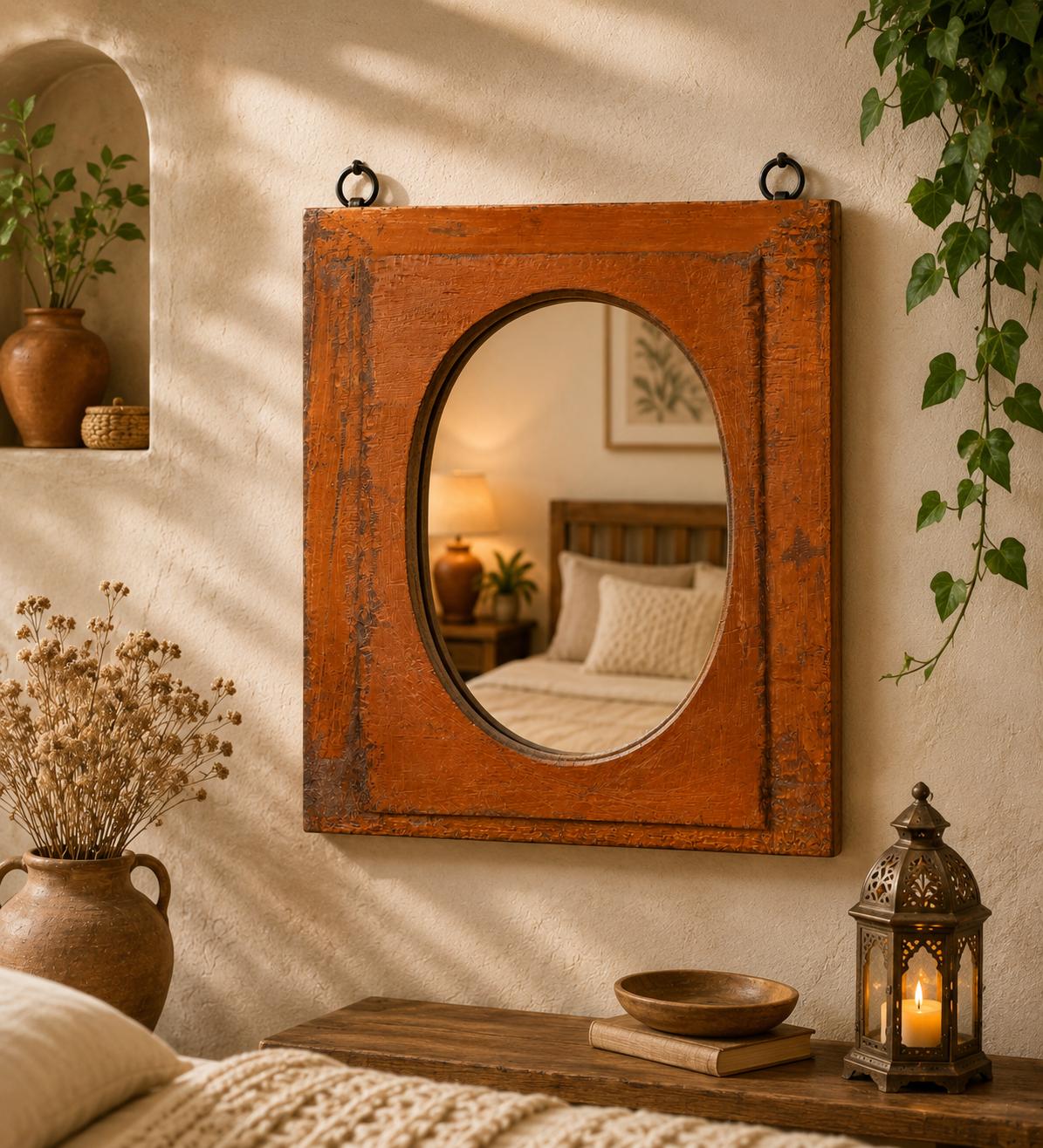 Old Wooden Wall Mirror – Rustic
