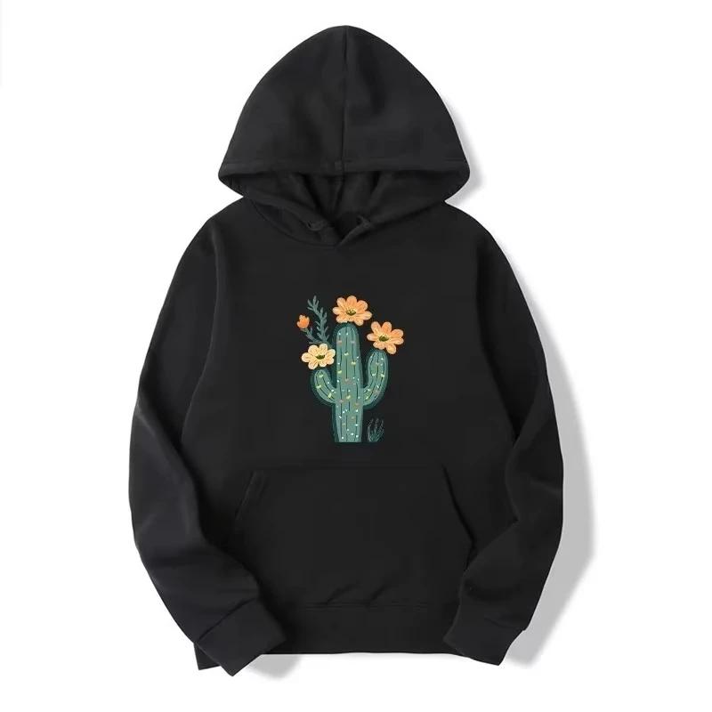 Mexican Japanese Cactus Pattern Printed Women's Sportswear Fashionable and Warm 2D Hooded Casual Hoodie Women's Wear