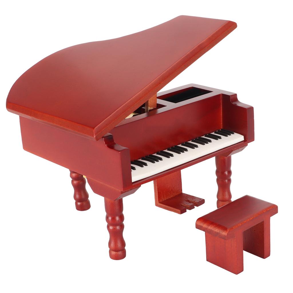 Holzspieluhr Klavierstil Einfache Bedienung Vergoldetes Uhrwerk Aufziehspieluhr für Zuhause Auto