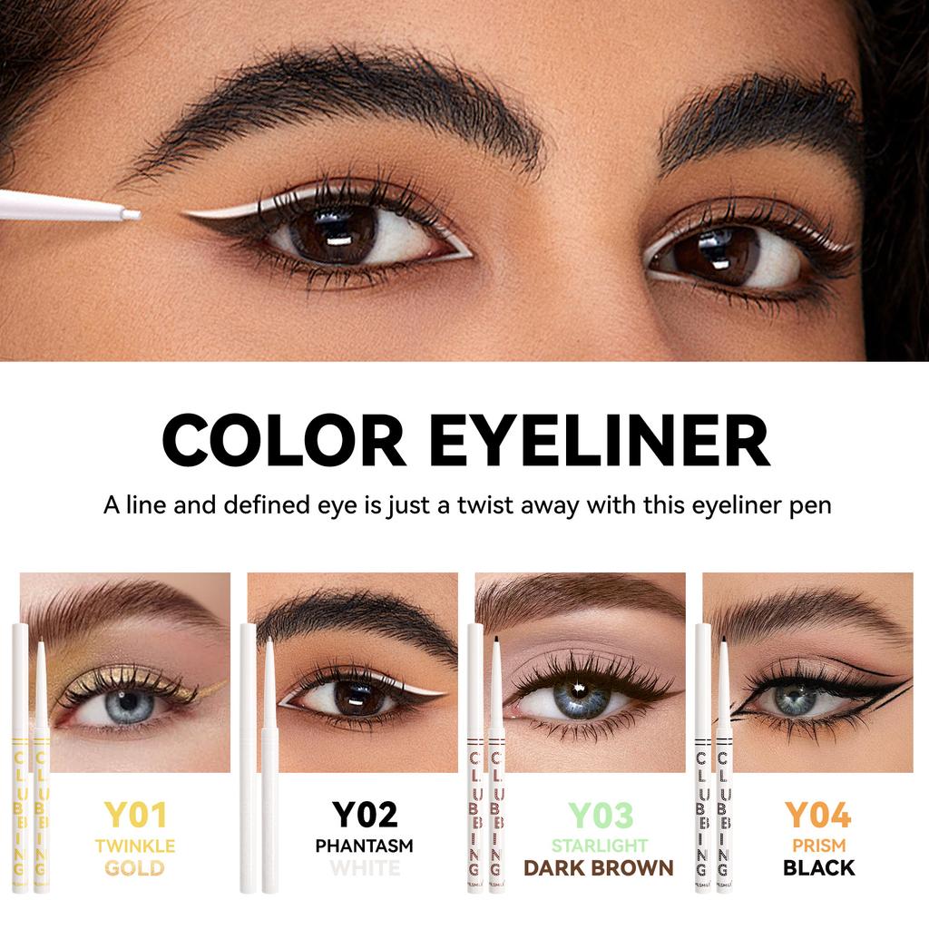 4-color Colorful Vibrant Girl Series Eyeliner Rubber Pen Not Easy To Smudge Gold White Black Color Silky Eyeliner Stage Eye Makeup