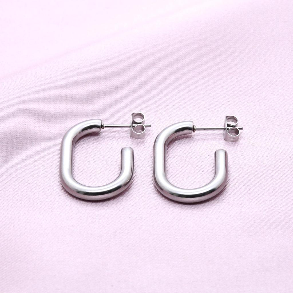Original C-Shaped Stainless Steel Hip Hop Stud Earrings - European & American Style