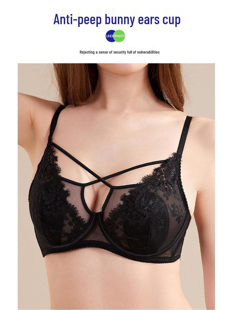French Lace Bunny Ears Push-Up Bra Set for Small Busts