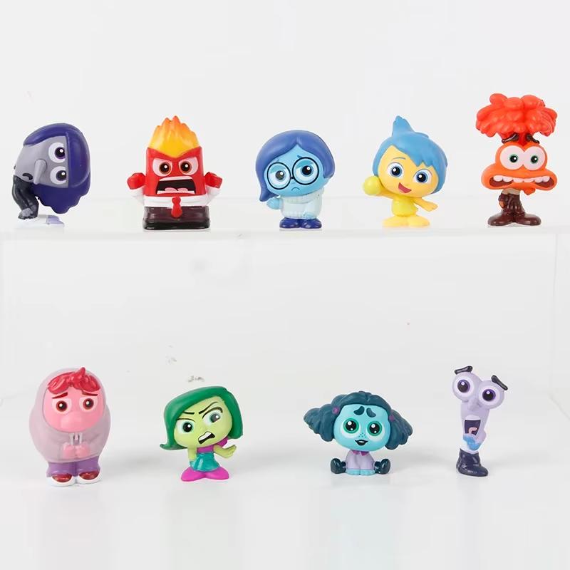 9 Stück/Set Mini Inside Out 2 Actionfigur Spielzeug Animation Design Film Freude Angst Wut Traurigkeit Ekel Angst Miniaturfiguren Statuen Kinder Geschenk