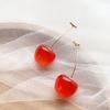 Sweet Red Cherry Earrings for Women Fashion Delicate Fruit Design Drop Dangle Earrings Wedding Party Korean Ear Jewelry Gift