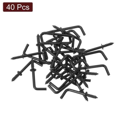 uxcell Western-style Bent Nails, 33mm Long, Pack of 40, Right-Angle Hooks, Screw Hooks, L-Shaped Metal Fittings, Carbon Steel, for Construction and Ga