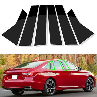 6 ks Samolepky na sloupky oken automobilu, lišty dveří, černé nálepky, kryty, vnější díly pro Honda Accord Sedan 2018-2022
