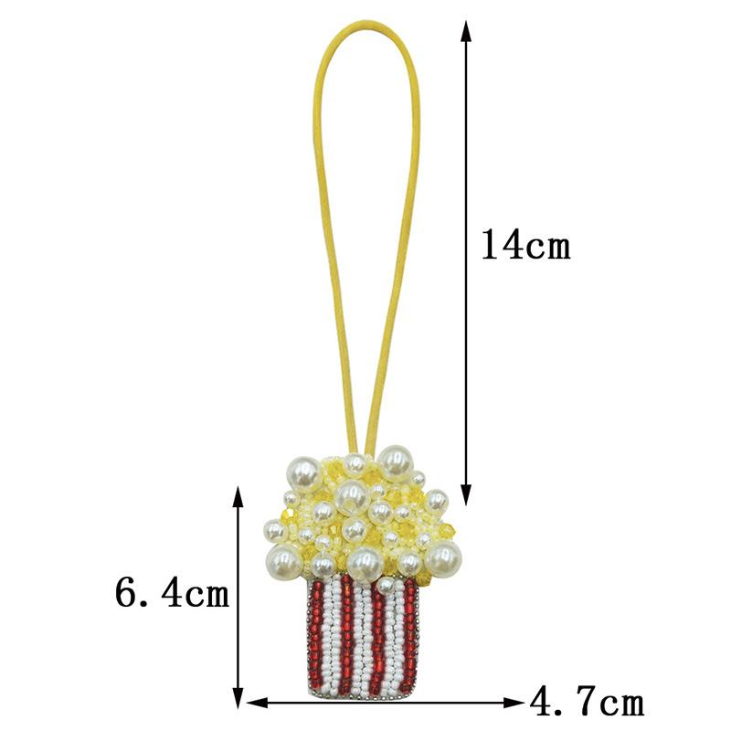 

Creative beaded dessert ornaments cute afternoon tea bag accessories new donut coffee cup keychain mobile phone case ornaments