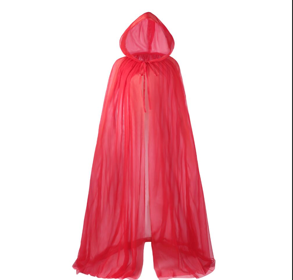 

Средневековый костюм ведьмы плащ эльфа женский на Хэллоуин накидка из тюля с капюшоном косплей винтажный свадебный наряд феи One Size красный
