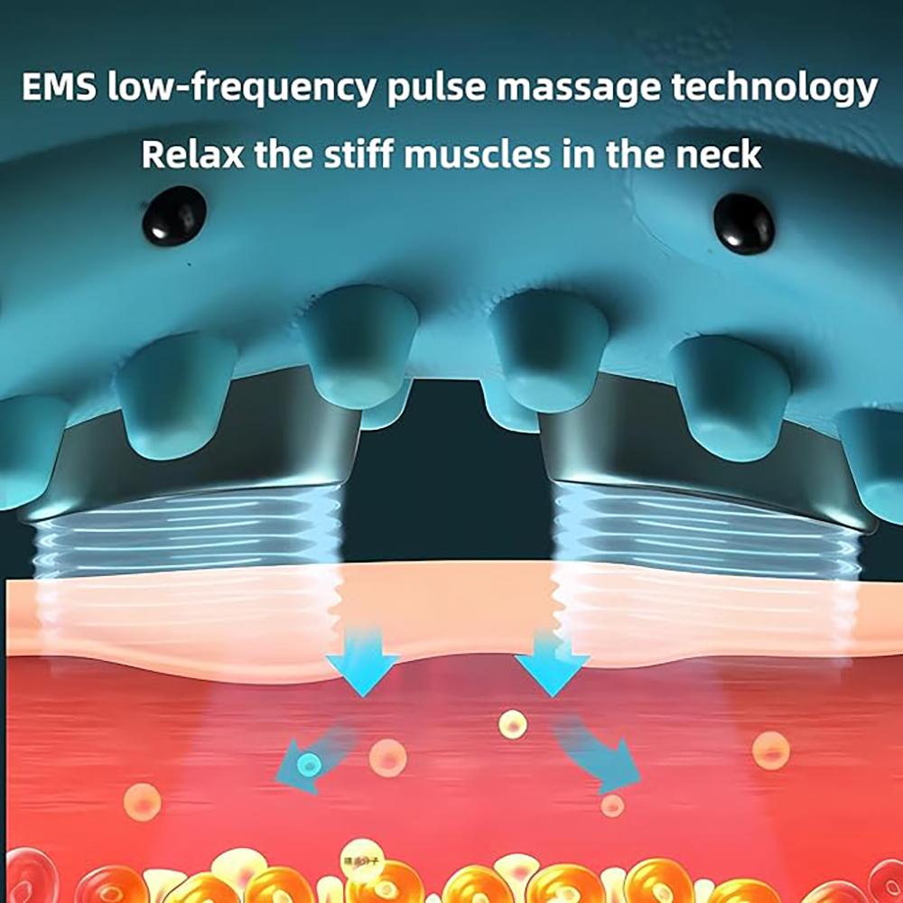 Portable EMS Neck Massager With Heat Low-Frequency Pulse Neck Cervical Spine Traction Relaxer Massage Pillow With Remote Control